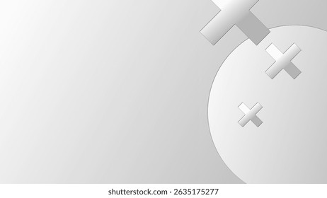 Abstract geometric shape white grey gradient background. Minimalist design
