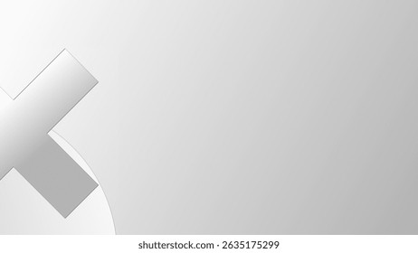 Abstract geometric shape white grey gradient background. Minimalist design