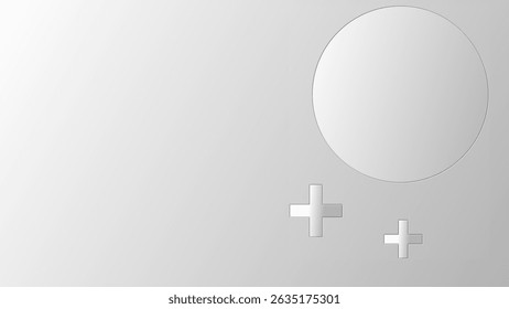 Abstract geometric shape white grey gradient background. Minimalist design