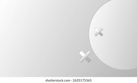 Abstract geometric shape white grey gradient background. Minimalist design