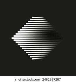 Forma geométrica Abstractas. Líneas blancas sobre negro. Diseño de Vector moderno. Ilusión óptica minimalista.