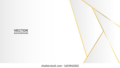  Resumen. forma geométrica fondo blanco-dorado, luz y sombra .Vector.