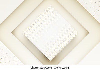 Abstrakt. geometrische Form, weißer/goldener Hintergrund. Licht und Schatten .Vektorgrafik.