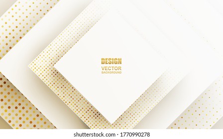Abstract. geometric shape white-gold background. light and shadow .Vector.