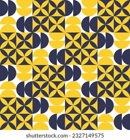 Abstract geometric shape in yellow and dark blue seamless pattern vector illustration. Design for background , backdrop, wallpaper, paper wrap,  textile printing or book cover