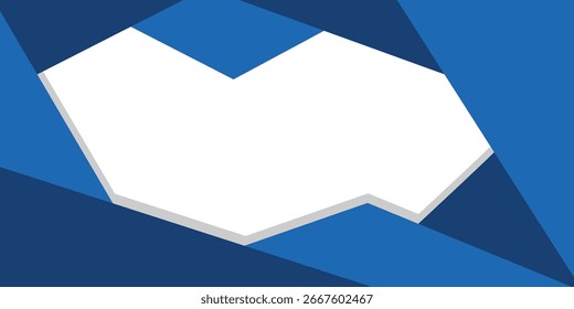 Plano de fundo de formas geométricas abstratas. Cor azul e branca. Papel dobrado. Modelo de banner de Negócios e Promoção