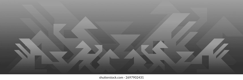 Fondo de Formas geométricas Abstractas con tonos grises degradados, ángulos en capas y diseño moderno