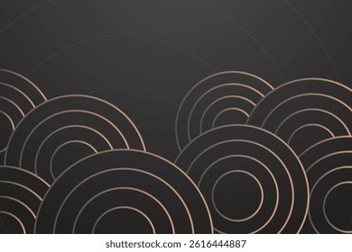 Abstract geometric shapes background. Luxury dark backdrop. Modern circle lines pattern.
