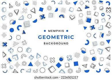 Abstract Geometric Shapes Background In Memphis Style Design