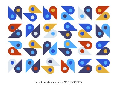 Abstract geometric shapes background. Minimal bold brutalism forms, basic bauhaus swiss elements. Vector illustration