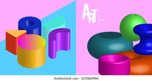 Abstract Geometric Shapes Background. Poster Art. Vector