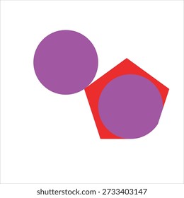 Abstract Geometric Shapes Background with Purple Circles and Red Polygon