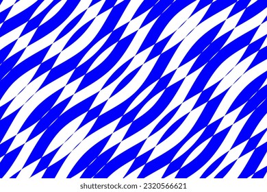 Abstrakte geometrische Formen, Hintergrund, Vektorgrafik. Blauer und weißer Streifen Stoff Muster. Wavy Streifen ethnisches Muster.