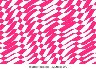 Abstract geometric shapes background vector. Pink and white wave stripes fabric pattern. Wavy strips ethnic pattern.