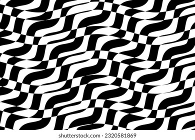 Abstract geometric shapes background vector. Black and white wave stripes fabric pattern. Wavy strips ethnic pattern.