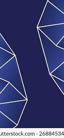 Plano de fundo de formas geométricas abstratas. Conexão de linha branca e triângulos de gradiente azul escuro. Modelo de banner de tecnologia e negócios