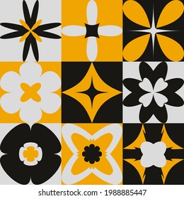 Abstract geometric shapes. Basic primitive bauhaus blocks, funky geometry forms, simple tile pattern. Vector geo web illustration