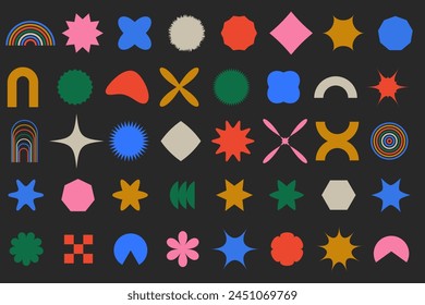 Abstract geometric shapes Bauhaus Memphis design, Brutal primitive forms. Vector illustration.