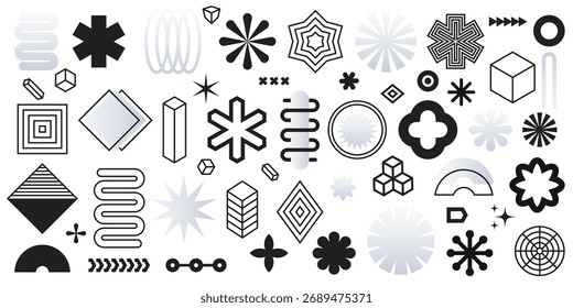 abstract geometric shapes, big collection of graphic elements, vector set