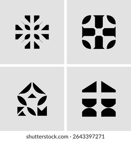 Abstract geometric shapes in black and gray color scheme suitable for various designs and applications