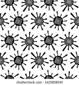 Abstract geometric shapes. Black and white vector seamless pattern.