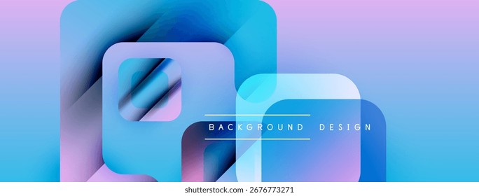 Las Formas geométricas Abstractas mezclan azules, púrpuras y rosas. El diseño moderno crea un efecto visual en capas. Fondo presenta diseño de fondo de texto.