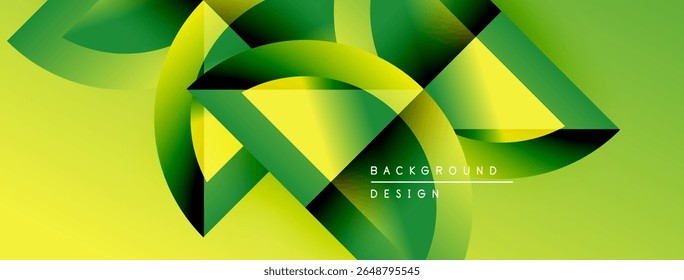 Abstract geometric shapes blend, creating dynamic yellowgreen gradient. Modern design suggests movement, energy, innovation. Background text reads background design.