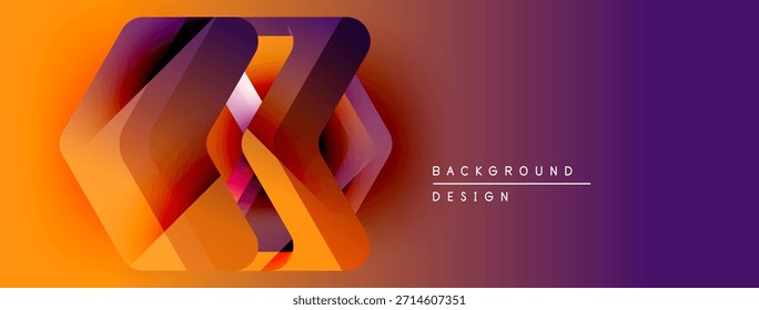 Las Formas geométricas Abstractas mezclan tonos naranja y púrpura. La composición dinámica crea un impacto visual moderno. Elemento de diseño de fondo.
