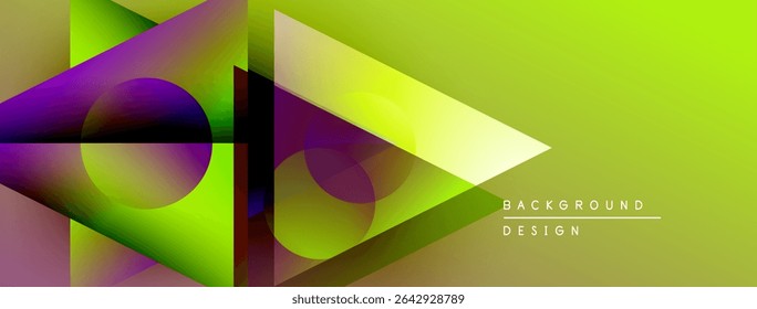 Abstract geometric shapes blend vibrant colors. Gradient background creates dynamic visual effect. Modern design element for presentations.