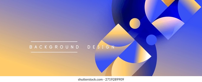 Las Formas geométricas Abstractas mezclan colores vibrantes. El fondo degradado crea un atractivo visual moderno. El texto lee el diseño de fondo.