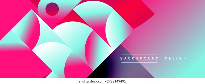 Las Formas geométricas Abstractas mezclan rosas vibrantes, azules. Los colores degradados crean un efecto visual dinámico. Elemento de diseño moderno para fondos.