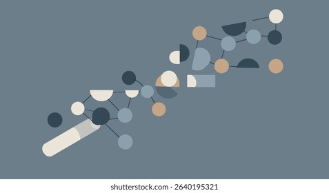 Abstract Geometric Shapes Blue, Beige, and White Composition