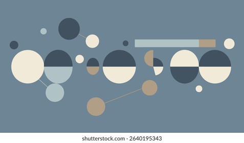Abstract Geometric Shapes Blue, Beige, and White Composition