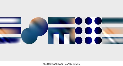 Abstract geometric shapes, blue tones dominate. Minimalist design, modern aesthetic, simple composition. Clean lines, blurred effects present.