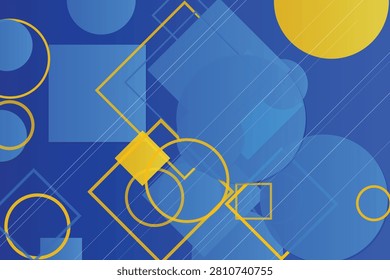 Abstract geometric shapes with blue and yellow color contrast circles