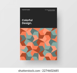 Abstract geometric shapes booklet template. Trendy handbill A4 vector design layout.