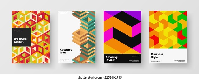 Abstrakte geometrische Formen Broschüren Template Bundle. Beeindruckende Gestaltung des Vektordesign-Konzepts auf der Vorderseite.