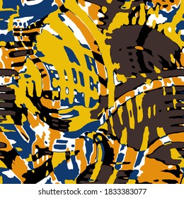 Abstract Geometric Shapes Brush Strokes Splashes Repeating Vector Pattern Isolated Background