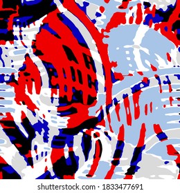 Abstract Geometric Shapes Brush Strokes Splashes Repeating Vector Pattern Isolated Background