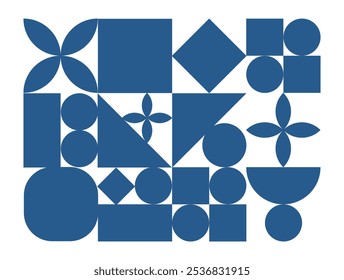 Abstract geometric shapes. Brutal modern figure, oval flower and other primitive elements. Swiss design aesthetics. Bauhaus memphis design. Vector illustration