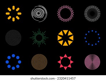 Abstract geometric shapes, brutalism forms, memphis geometric elements. Trendy minimalist basic figures, stars, lines and circles, modern graphic design element vector set