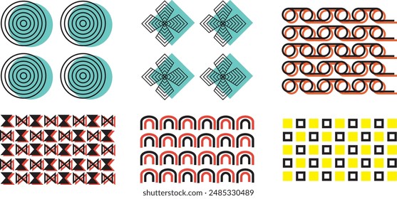 Formas geométricas Abstractas, formas brutales, Elementos geométricos de memphis. Figuras básicas minimalistas de moda, líneas y círculos, conjunto de Vector de elemento de Diseño gráfico moderno.