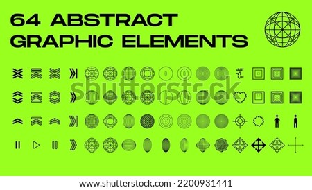 Abstract geometric shapes, brutalism forms, memphis geometric elements. Trendy minimalist basic figures, stars, lines and circles, modern graphic design element vector set. Vector illustration