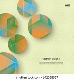 Abstract geometric shapes in circles with shadow. Eps10 Vector illustration.