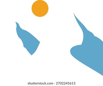 Abstractas Formas geométricas con un sol circular en un estilo de arte moderno. Las formas curvas y un sol redondo crean una composición dinámica. Ilustración vectorial de dibujos animados.