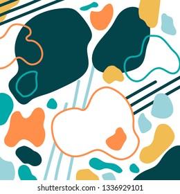 Abstract geometric shapes, collage style.