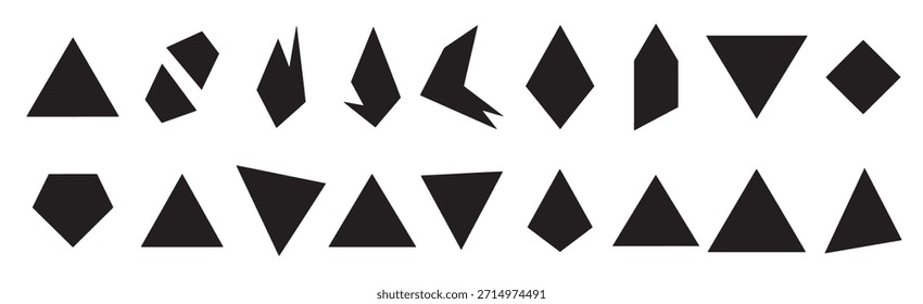 coleção de formas geométricas abstratas em preto com variadas