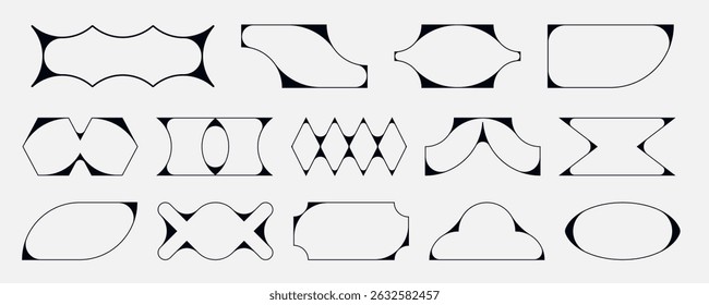 colección de Formas geométricas Abstractas. Elementos gráficos brutales modernos con estética de línea delgada