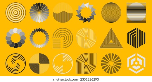 Abstract geometric shapes collection. Trendy graphic elements set, vector illustration. Modern art decor basic signs. Flat style.