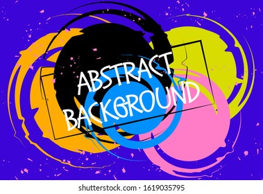 Abstract geometric shapes. Colored dynamic circles on a deep blue background.